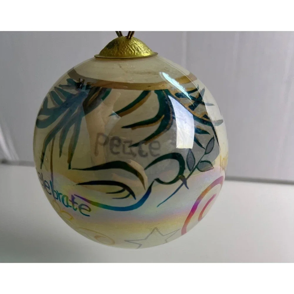 Vintage 1999 Glass Hand Painted Christmas Ornament Love Hope Peace‎